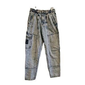 Vtg 80's Bugle Boy All Weather Wear Cargo Distressed 7-Pocket Hip Hop Jeans (D3)